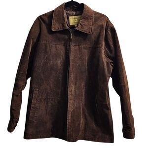 Boston‎ Harbour Brown Leather Jacket Outdoor Wear Classic Zip Front Coat Size L